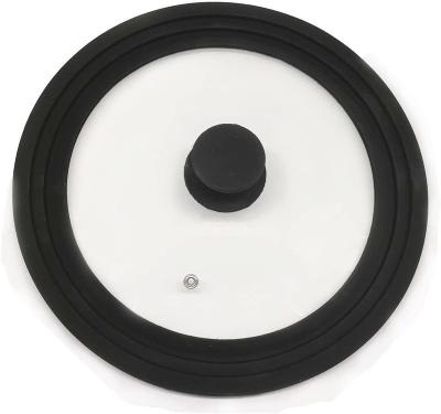 China Pan Universal Cover Silicone Glass Black Stove, Viable Pot and Lid, Covering 24,26,28 cm Cooker Replacement Lids for sale