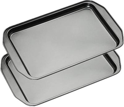 China Sustainable Wide Flat Bakeware Bake Trays Kitchen Sheet Bread Bakeware Molds Nonstick Pan For Oven With Handle for sale