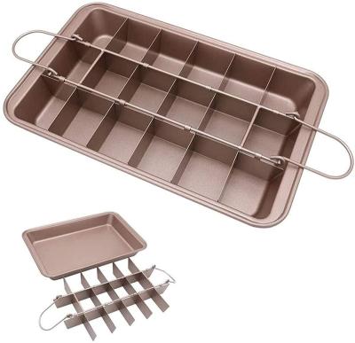 China 133647 Disposable Factory Selling 18 Pre-Slice Nonstick Brownie Baking Tray with Dividers for sale