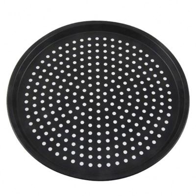 China 174650 Viable Black Nonstick Perforated Baking Pan Round Plate Pizza Pan with Holes for Sale for sale