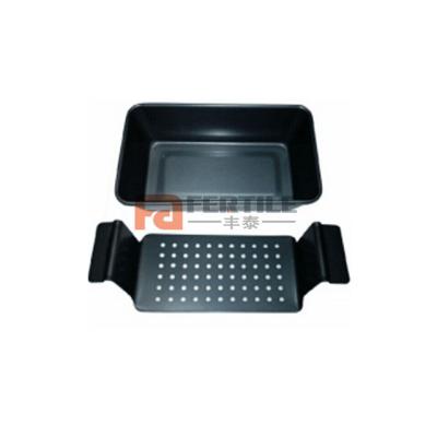 China 116981 Viable Carbon Steel Rectangle Meatloaf Nonstick Bread Pan Set Portable Baking Tray Mesh For Sales for sale