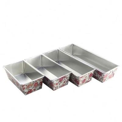 China FP185846 Disposable Nonstick 4 Pieces Trays Rectangle Baking Bread Set Printing Bread Pan For Sale for sale