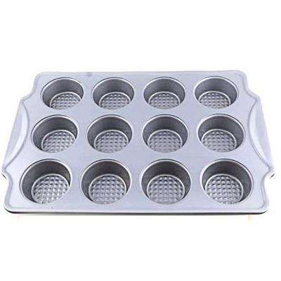 China 193201 Viable Bakeware Non-Stick 12 Hole Baking Trays Baking Pan Sheet Pan Cupcake Baking Muffin Pan With Handle for sale