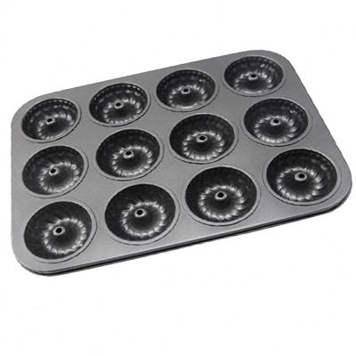 China 113493 Sustainable 12 Cup Cake Muffin Pan 12 Holes Non-Stick Carbon Steel Bakeware Bake Pan Molds for sale