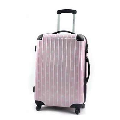 China Pink Polka Dot Travel Trolley Luggage Pink  PC Trolley Case Rolling Boarding Bag for sale