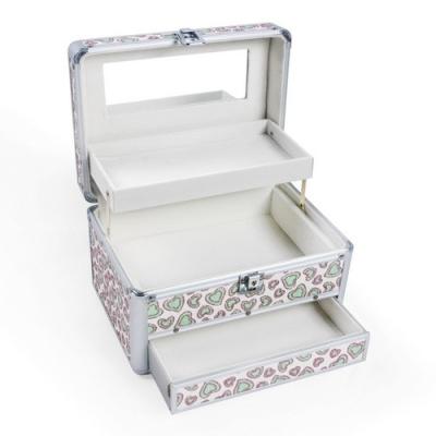 China Custom ABS Aluminum Cosmetic Case Makeup Storage Boxes With Mirror for sale