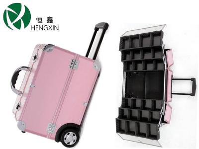 China Customized Pattern Cosmetic Trolley Case With Make Up Extension Trays for sale