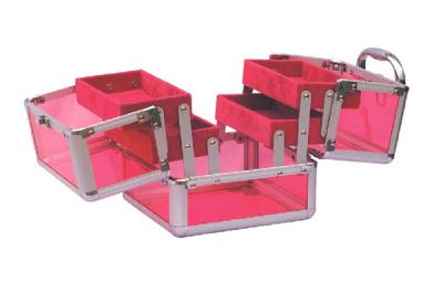 China Red Women Acrylic Cosmetic Case Custom Jewelry Storage Boxes With Trays for sale