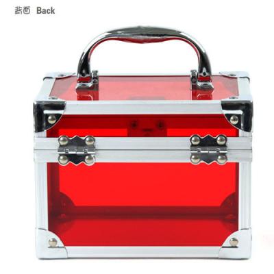 China BV Acrylic Make Up Case Transparent Beauty Box Aluminum Frame Environmental Material for sale