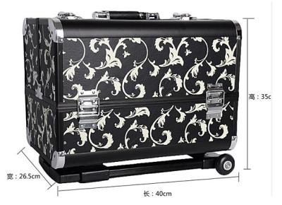 China Trolley Makeup Box Beauty Cosmetic Case Custom Packaging Hard PVC Panel for sale