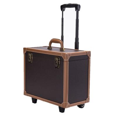 China Beauty Store Makeup Trolleys Cosmetic Trolley Case On Wheels With Metal Lock for sale