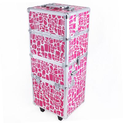 China Red Stone Cosmetic Trolley Case / Makeup Trolley Case Beautiful Box Pattern for sale