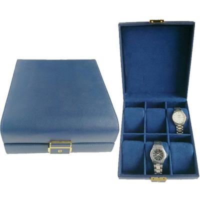 China Luxury Custom Pattern Leather Watch Boxes Cases 6 Slot Watches Display With Lock for sale