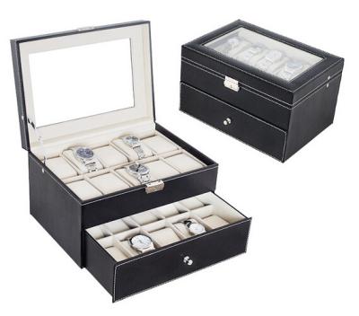 China 20 Slots Personalized Luxury Wooden Watch Box With Glass View Top for sale