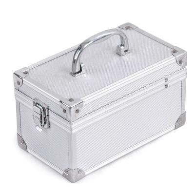 China Code Lock Silver Aluminum Tool Case with Mirror , Makeup Trolley Too l/ Cosmetic Case for sale