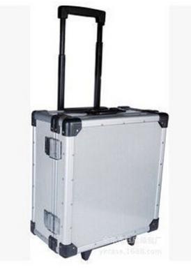 China Lightweight Hard Wheeled Trolley Tool Case Durable Portable Silver Aluminum Briefcase for sale