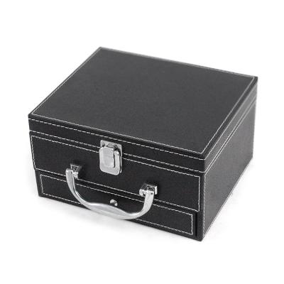 China BV PU Black Leather Tool Case / Customized Black Storage Boxes Makeup Beauty Case for sale