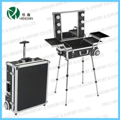 China PU Aluminum Makeup Case With Lights And Stand Carry On Box 510×430×200 mm for sale