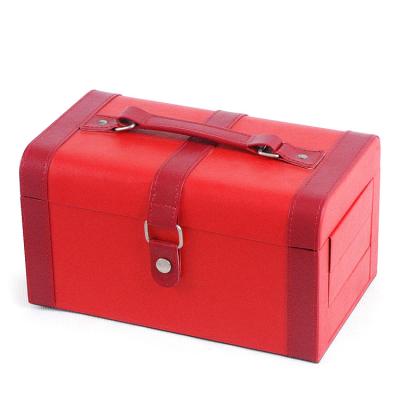 China Jewellery Leather Portable Tool Storage PU Makeup Beauty Boxes for sale