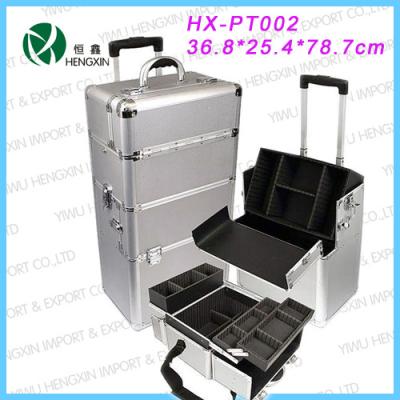 China Silver Beauty Travel Cosmetics Trolley Case Fashionable Exquisite for sale