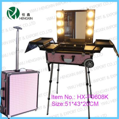 China Pink Light Mobile Makeup Station Portable Durable For Hair Beauty Salon for sale