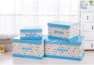 China Blue Cute Foldable Storage Box Girl Home Collapsible Storage Containers for sale