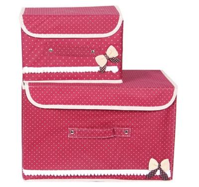 China Non Woven Fabric Foldable Storage Box Red Collapsible Storage Boxes for sale