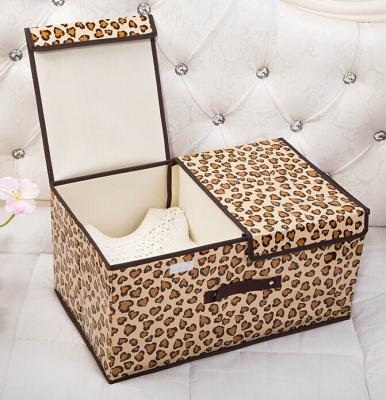 China Foldable Two Opening - Door Foldable Storage Box Leopard Print Storage Box for sale