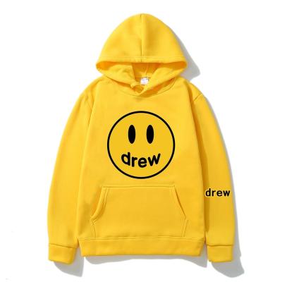 China Solid Color Loose Smiley Print Long Sleeve Hipster Hoodie Men's Sports Hooded Hip Hop Sweater Anti-Shrink for sale