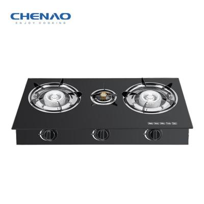 China Outdoor 3 Burner Gas Cooktop Gas Stove Glass Cooktops For Indoor Cooking Stove for sale