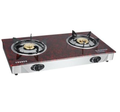 China Household Sale Tempered Glass Double Burner Gas Cooker Tabletop Gas Stove Cast Iron Hot Burner for sale