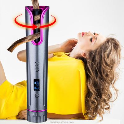 China Mini Rechargeable Wireless Smart Automatic LCD Display Temperature Control Curling Hair Curler for sale