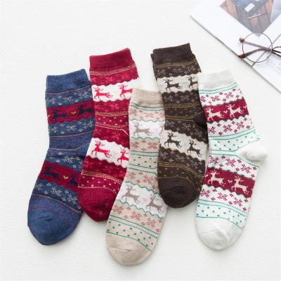 China Wholesale Winter Custom New Style Gold Christmas Fawn Lady Rabbit Breathable Wool Border Socks Exclusively For Amazon Socks for sale