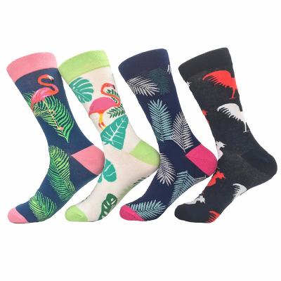 China 2018 antibacterial autumn and winter new men's socks Amazon explosions flamingo cartoon animals color men's and women's couple socks for sale