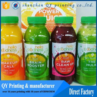 China Waterproof transparent juice bottle label, transparent glass sticker, transparent drink label for sale