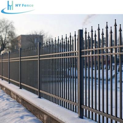 China Easily Assembled Outdoor Galvanized Powder Coated Fence Custom Black Gun Point Iron Fence for sale