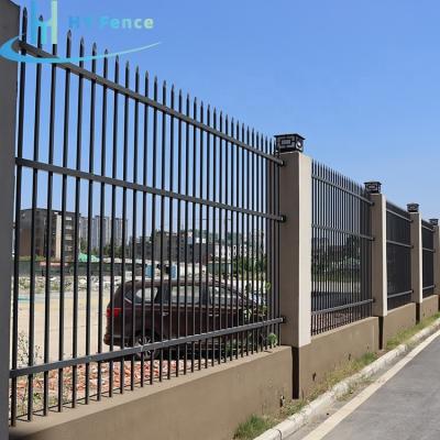 China Easily Assembled Powder Coated Black Palisade Fencing Panels Decorative Galvanized Steel Wrought Iron Fence for sale