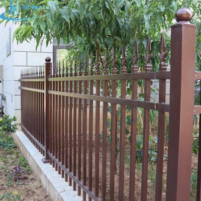 China Easily Assembled Powder Coated House Metal Fencing Fancy Garden Security Palisade Picket Wrought Iron Fence for sale