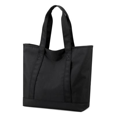 China Wholesale Portable Tote Bag Canvas Bag Large Capacity Durable High Quality Black Handheld Shoulder Bag for sale