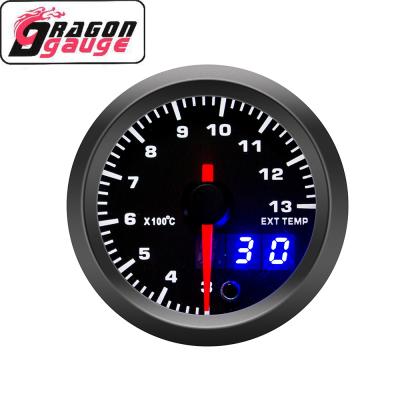 China DRAGON GAUGE 52mm Universal 12V Dual View Digital 3~13*100 C Auto Exhaust Temperature Gauge JPT Meter For 12v Car (6369) 52mm for sale