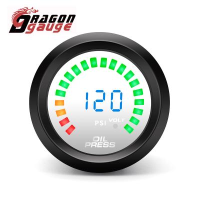 China DRAGON GAUGE Mercury Mirror Universal Digital Blue LED Dual View Automotive 0~120 PSI Auto-Oil Pressure Gauge 2