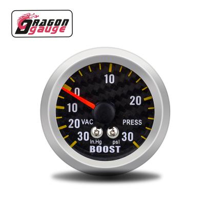 China High Quality White Dragon Carbon 52mm Black LED Turbo Boost Gauge Meter 30 PSI With Sensor For Car Racing Gauge (6051) 2 Inch for sale