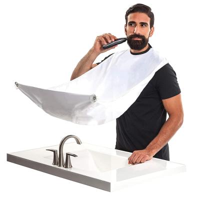 China Eco-friendly White Beard Apron For Men Shaving Waterproof Catcher Cape Men Beard Apron for sale