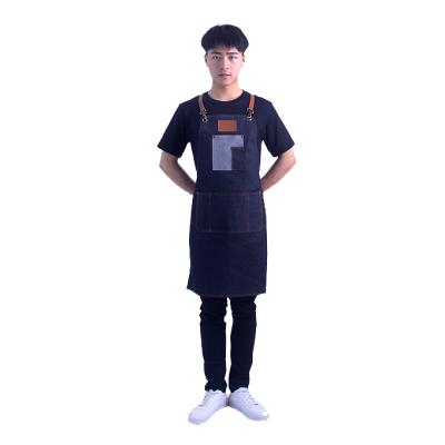 China High Quality Barber Leather Strap Denim Barber Shop Beauty Care Cotton Beauty Salon Uniform Apron For Men for sale