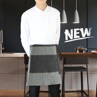 China High Quality Eco-friendly 100% Cotton Washed Denim Half Black Waitress Apron For Cafe With Logo Custom for sale