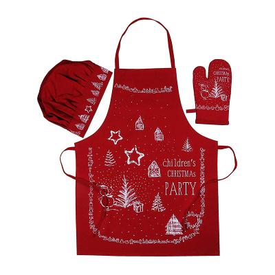 China Custom Printed High Quality Eco-friendly Logo Neck Christmas Aprons Kids Christmas Kitchen Adjustable Apron for sale