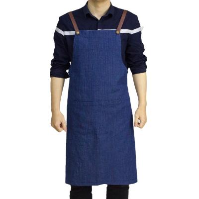 China Customized ready wholesale eco-friendly denim apron for kitchen apron adjustable bib apron for sale