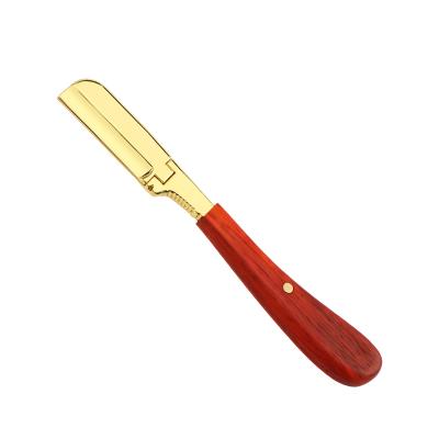 China Custom Made High Quality Eco-friendly Wood Simple Men's Straight Razor Straight Edge Barber Hair Cutting Throat Edge Hairdresser Gold Handle Blade Safety Razor for sale