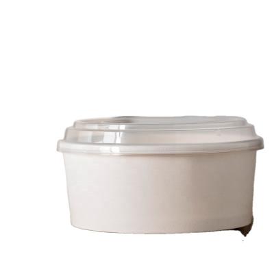 China Eco-friendly White Paper Packaging Biodegradable Waterproof Paper Bowl And Salad Bowl Bowl With Lid for sale