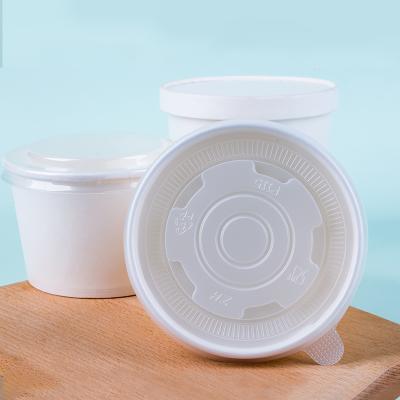 China 500ml-1500ml White Paper Disposable Kraft Paper Disposable Bowl for Salad and Hot Soup and Rice Bowl for sale